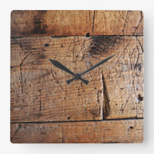 "Old Wood" Square Wall Clock
