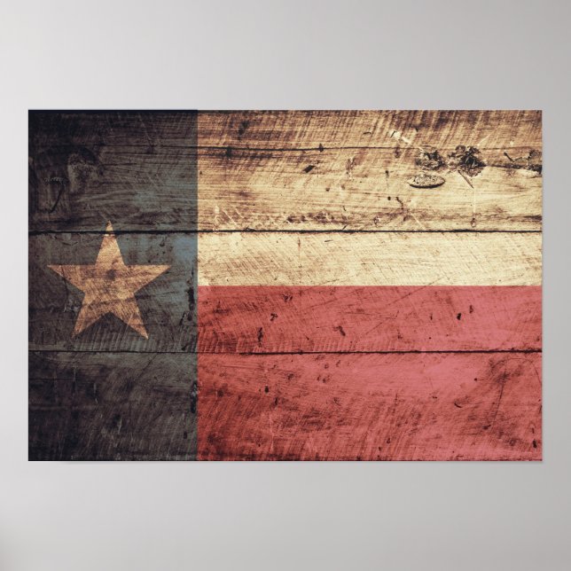 Old Wood Texas Flag Poster (Vorne)