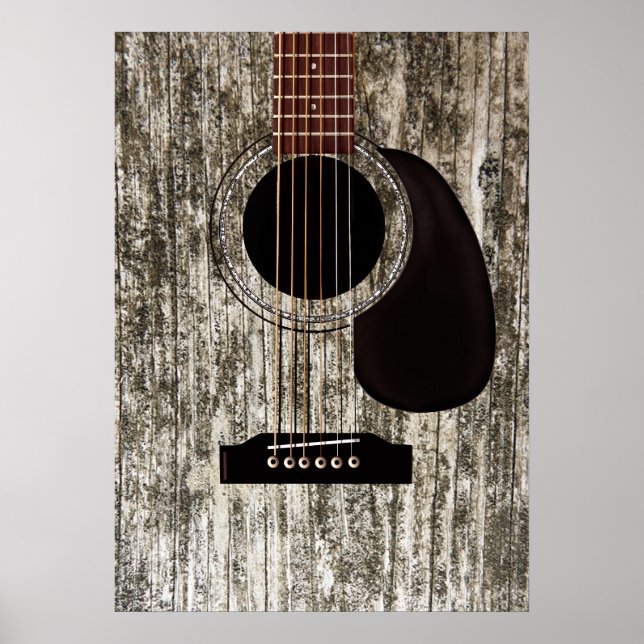 Old Wood Top Acoustic Gitarre Poster (Vorne)
