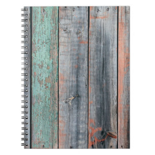Old wooden fence painted in different color, trend notizblock