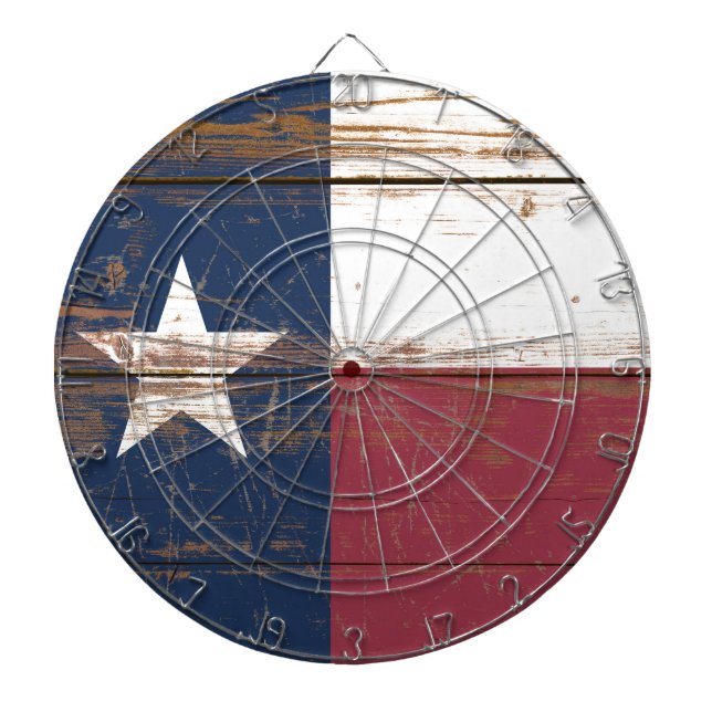 Old Wooden Texas State Flag Cible de flechettes (Devant)