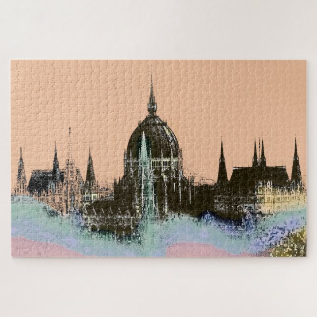 Old World City Skyline mit Spires Modern Art (Horizontal)