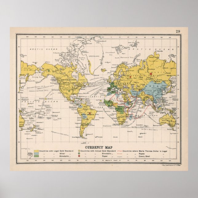 Old World Currency Map (1907) Poster (Vorne)