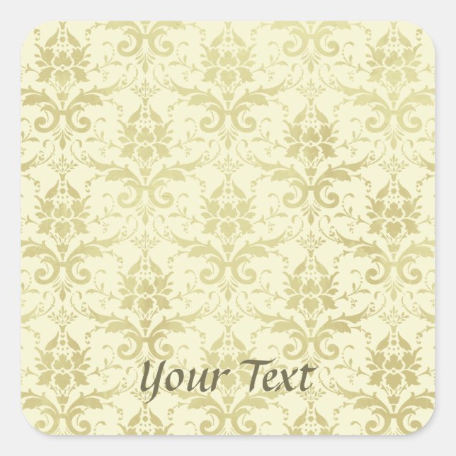 Old World Damask Muster Quadratischer Aufkleber (Vorderseite)