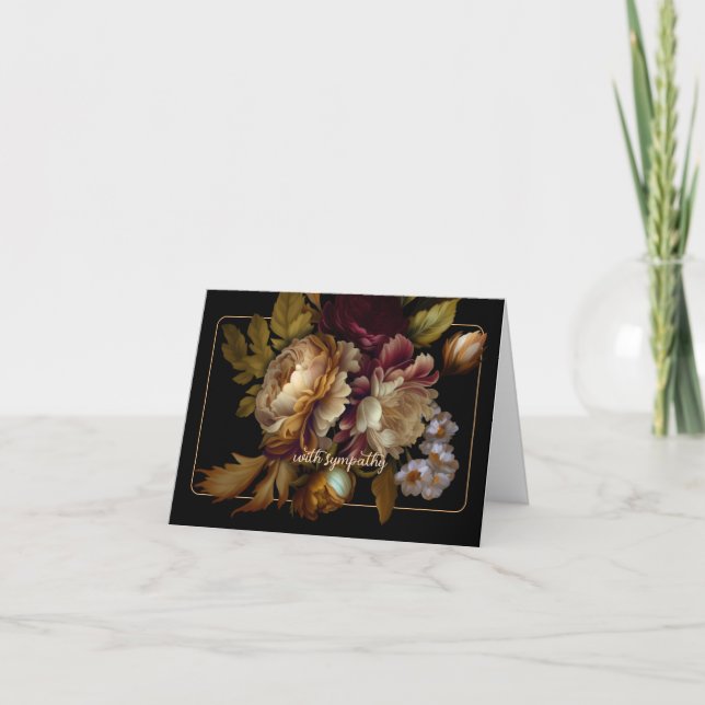 Old World Dark Floral Bouquet BEILEID Karte (Vorderseite)