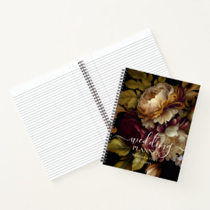 Old World Dark Floral Bouquet Hochzeitsplaner Notizbuch