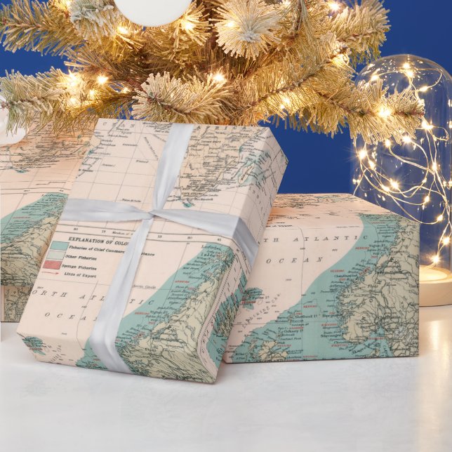 Old World Fisheries Map (1907) Geschenkpapier (Feiertage)