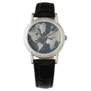 Old World Map Blue Armbanduhr