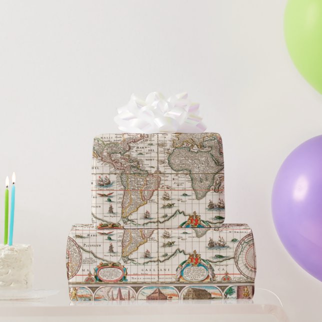 Old World Map Muster Wrapping Paper Geschenkpapier (Partygeschenke)