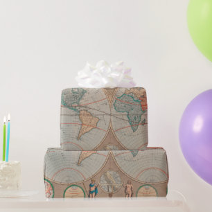 Old World Map Muster Wrapping Paper Geschenkpapier