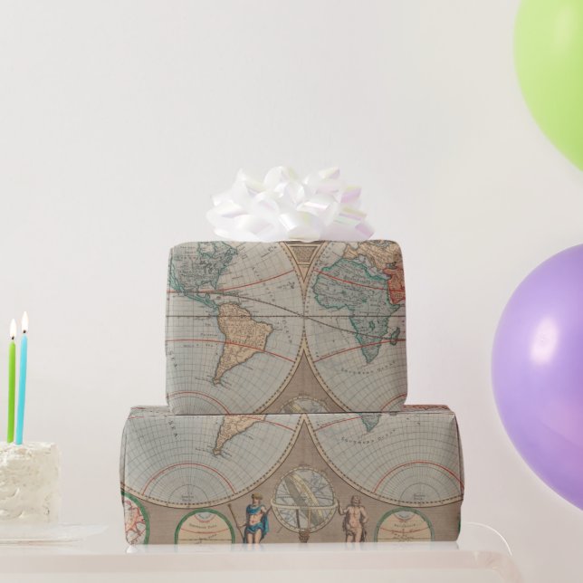 Old World Map Muster Wrapping Paper Geschenkpapier (Partygeschenke)