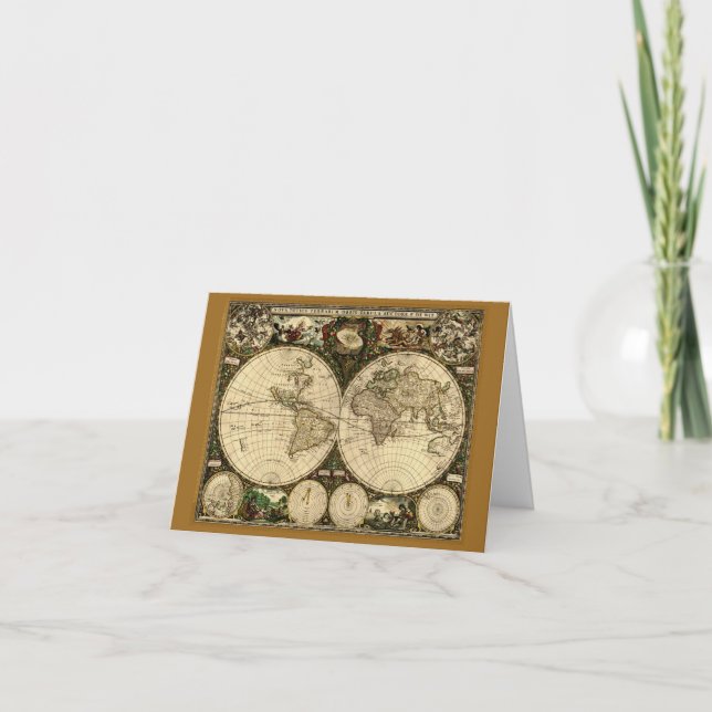 Old World Map Note Card Karte (Vorderseite)