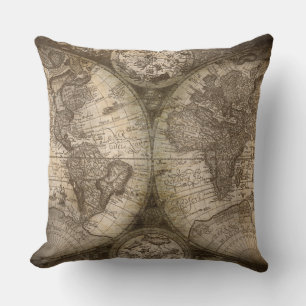 Old World Map Pillow Kissen