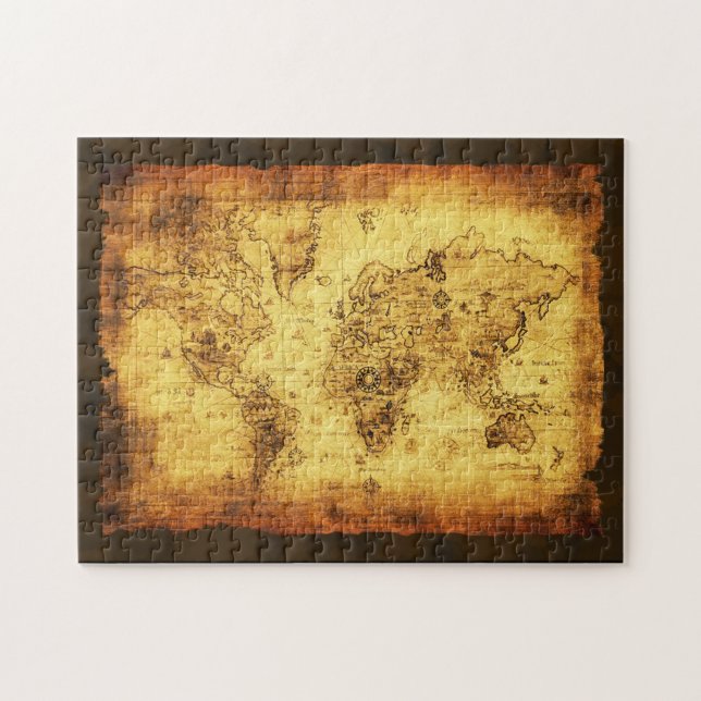 Old World Map Vintage Art Puzzle (Horizontal)