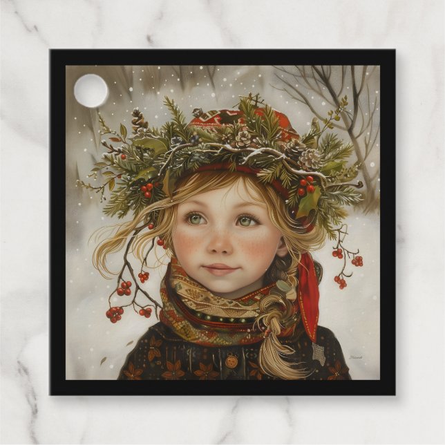 Old World Winter Child Geschenkanhänger (Vorderseite)