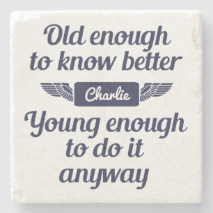 "Old & Young" individuelle Name Stone Untersetzer