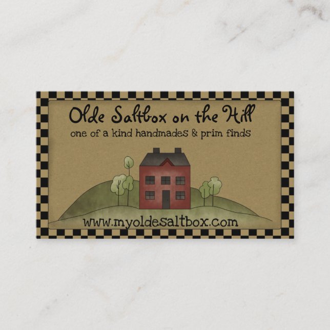 Olde Red Saltbox Rustic Primitive Business Card Visitenkarte (Vorderseite)