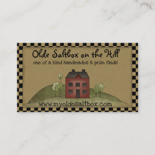 Olde Red Saltbox Rustique Carte de visite primitif