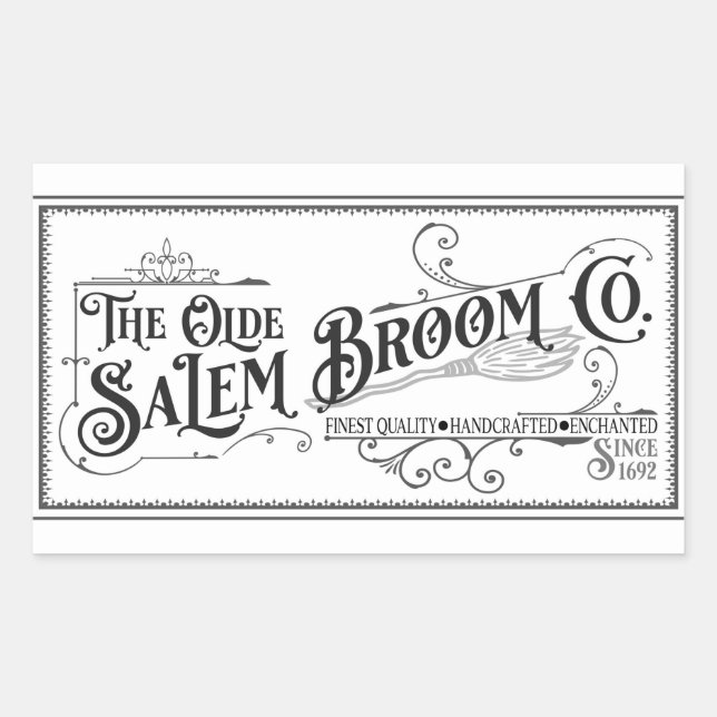 Olde Salem Broom Company Rechteckiger Aufkleber (Vorderseite)