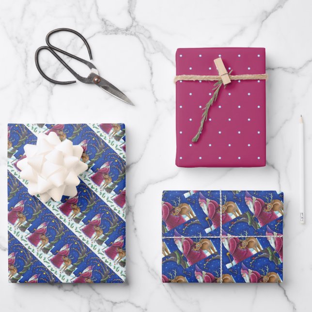 OLDE WORLD BELSNICKLE & HUNGRY REINDEER, CHRISTMAS GESCHENKPAPIER SET (Vorderseite)