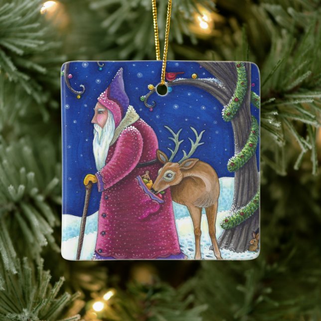 OLDE WORLD BELSNICKLE & HUNGRY REINDEER, CHRISTMAS KERAMIKORNAMENT (Baum)