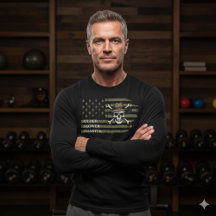 Older Slower Smarter Skull US Flag Long Sleeve Tee