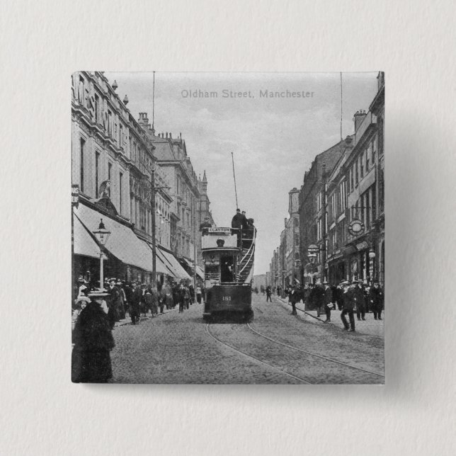 Oldham-Straße, Manchester, c.1910 Button (Vorderseite)