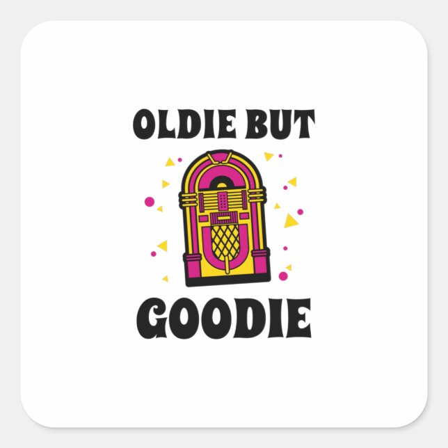 Oldie but Goodie - Retro Jukebox Fans Quadratischer Aufkleber (Vorderseite)