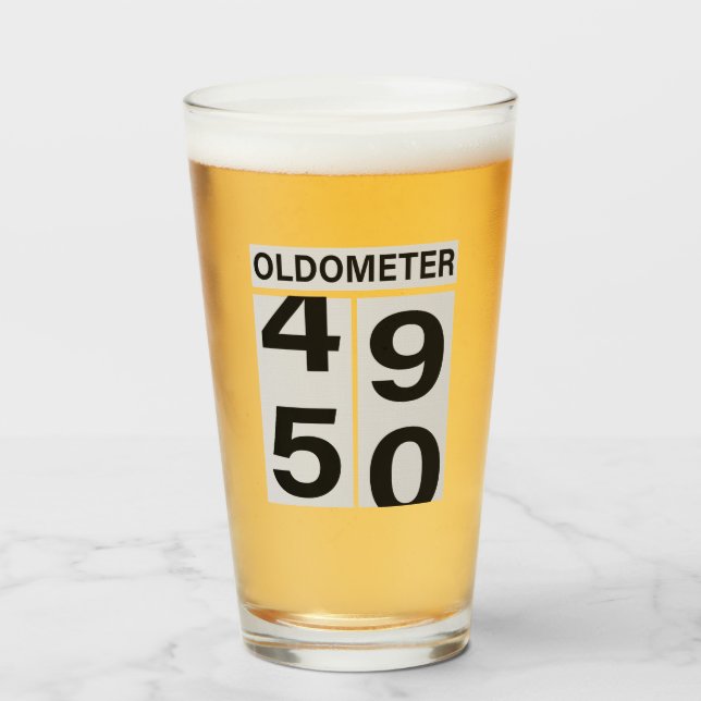 Oldometer Glass zum 50. Geburtstag Glas (Vorne (Gefüllt))