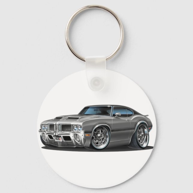 Olds Cutlass 442 Gray Car Schlüsselanhänger (Vorderseite)