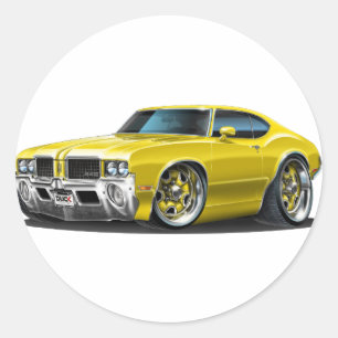 Olds Cutlass Yellow Car Runder Aufkleber
