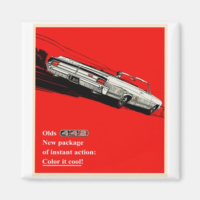 Oldsmobile 442 Vintage Werbung Magnet (Vorne)