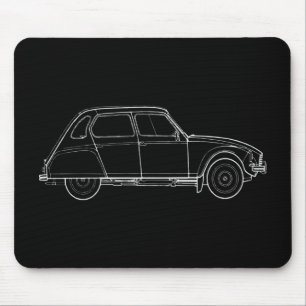 Oldtimer 2cv Dyane 6 Retro-Illustration Mousepad
