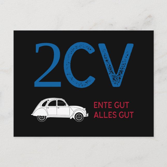 Oldtimer 2cv Ente Frankreich Fahne Farben Postkarte (Vorderseite)
