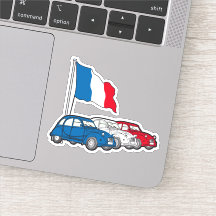 Oldtimer 2CV Trio Frankreich Flagge