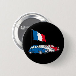 Oldtimer 2CV Trio Frankreich Flagge Button