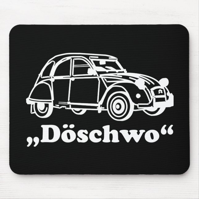 Oldtimer 2cv Weisse Döschwo Silhouette Mousepad (Vorne)
