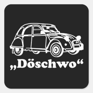 Oldtimer 2cv Weisse Döschwo Silhouette Quadratischer Aufkleber