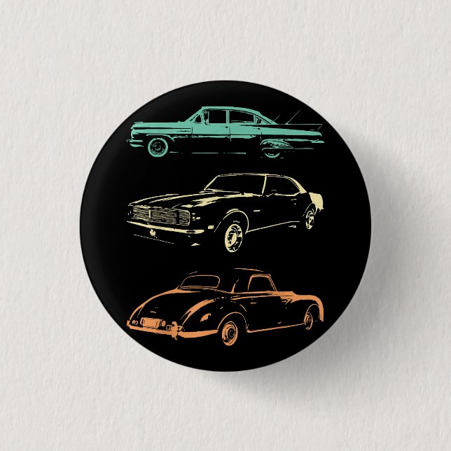 Oldtimer - 80er & 90er Grafik Retro Button (Vorderseite)
