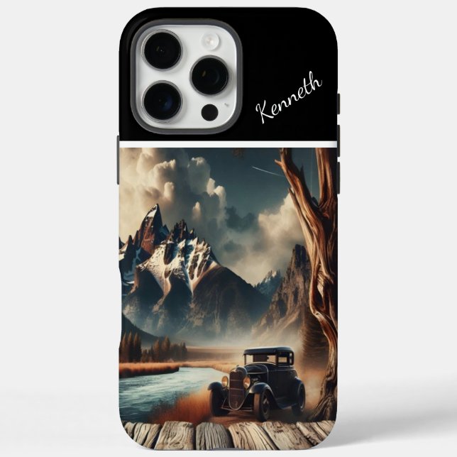 Oldtimer am Bergfluss iPhone 16 Pro Max Hülle (Rückseite)