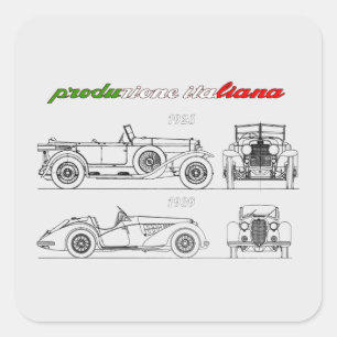Oldtimer Amore Motore Alfa Romeo Quadratischer Aufkleber