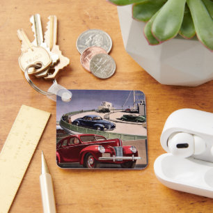 Oldtimer auf der Autobahn: Eine Reise mit klassisc Schlüsselanhänger