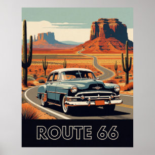 🌵 Oldtimer auf Route 66 Poster