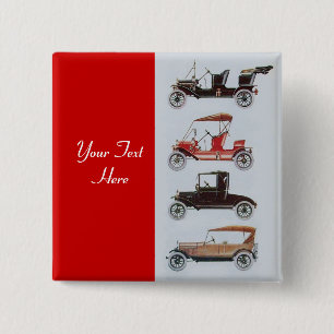 OLDTIMER AUTO Reparatur Automobil ,rot Button
