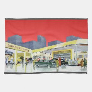 Oldtimer-Automechaniker Kompletter Autodienst Gara Geschirrtuch