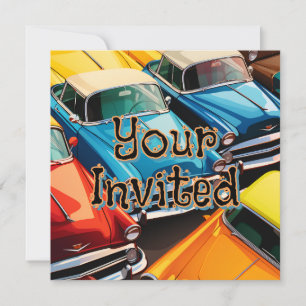 Oldtimer-Autos Muster Einladung