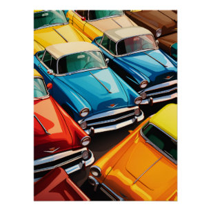Oldtimer-Autos Muster Poster