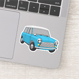 Oldtimer Blauer British Mini Cooper Aufkleber