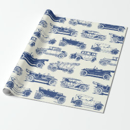 Oldtimer Blaues Vintage-Automodell Geschenkpapier