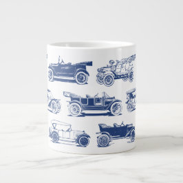 Oldtimer Blaues weißes Vintage-Muster Jumbo-Tasse